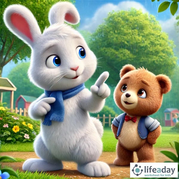 การ์ตูนสำหรับเด็ก ในรูปแบบ นิทานการ์ตูนสองภาษา เรื่อง The Lost and Found Picnic หน้า 5